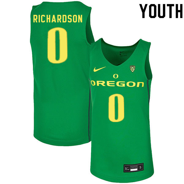 Youth #0 Will Richardson Oregon Ducks College Basketball Jerseys Sale-Green